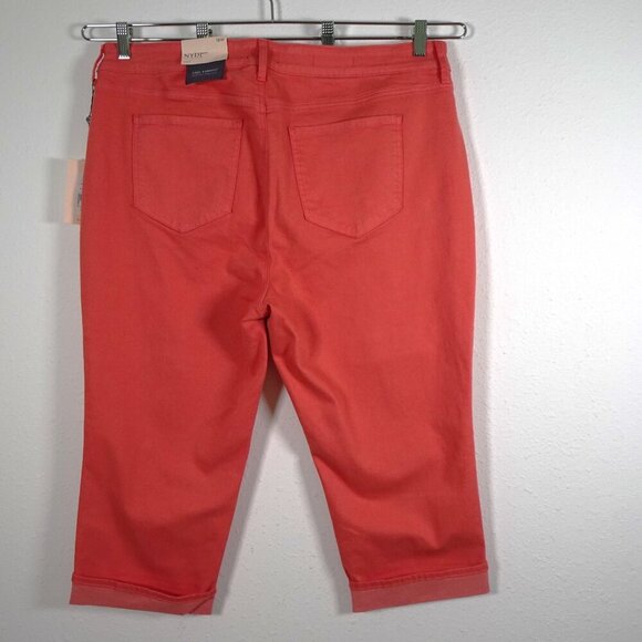 NYDJ Cropped Jeans Women's Plus Size 18W Pink Coral Denim Marilyn Straight - Picture 5 of 13